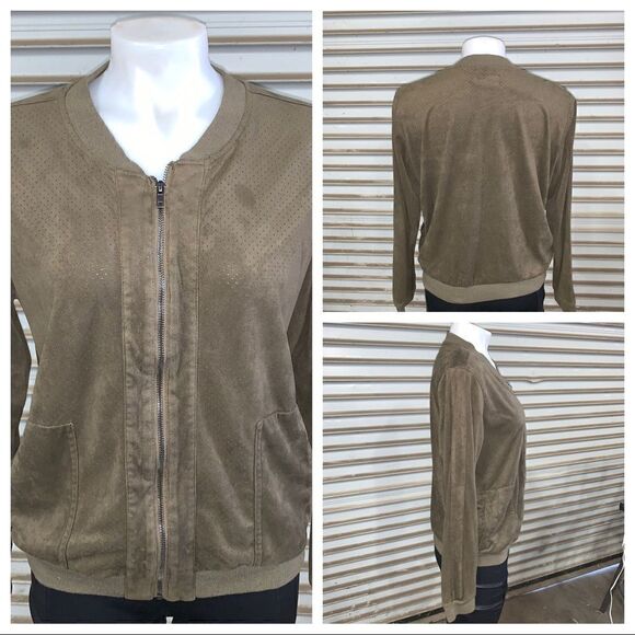 Cavalini zip up jacket olive green long sleeve - Picture 1 of 8